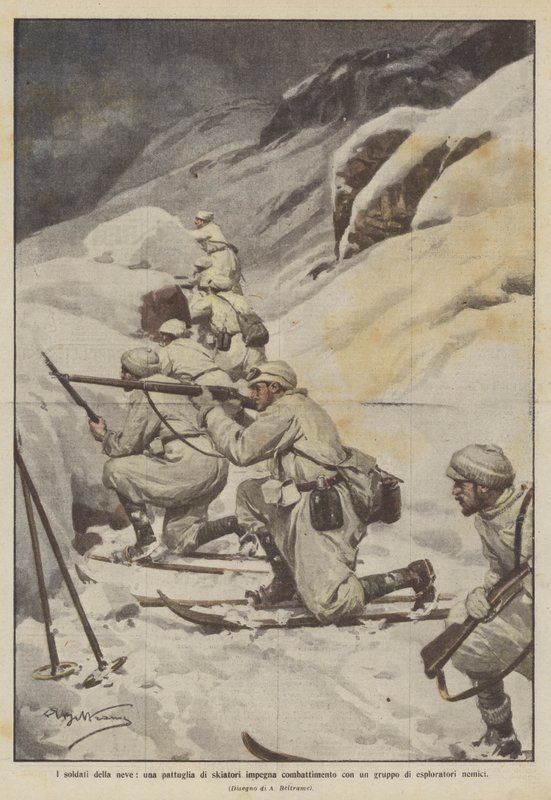 Snow Soldiers, hiihtäjäpartio taistelee vihollisen tiedustelijaryhmän kanssa tekijältä Achille Beltrame