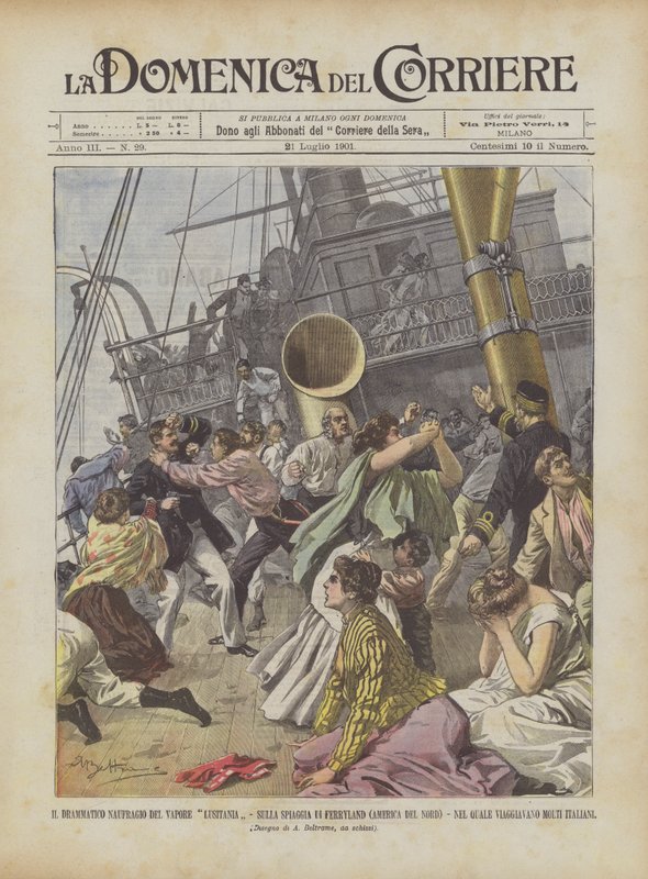 Lusitania Vaporin dramaattinen haaksirikko Ferryland Beachillä (Pohjois-Amerikka)? tekijältä Achille Beltrame
