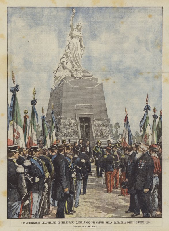 Ossario Di Melegnanon (Lombardia) avajaisia ​​taistelussa kaatuneita varten 8. kesäkuuta 1859 tekijältä Achille Beltrame