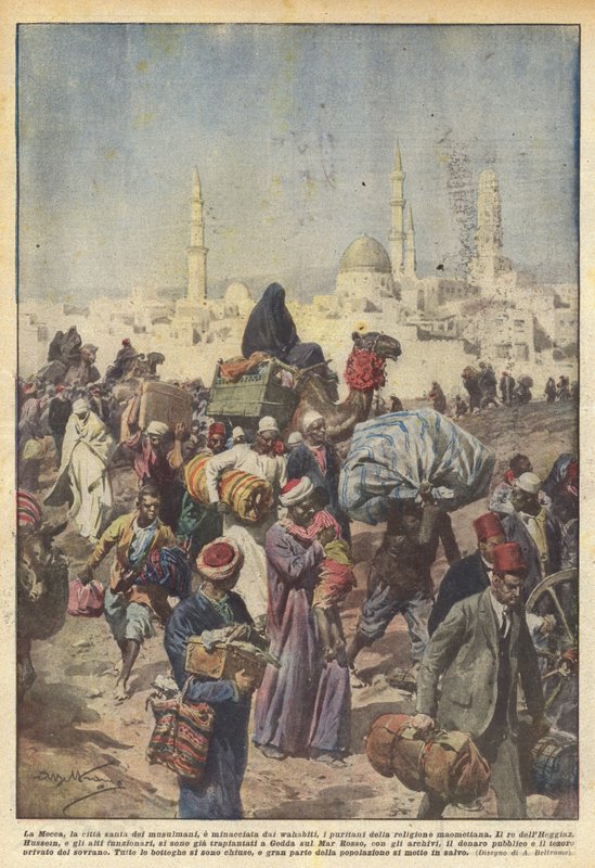 Mekkaa, muslimien pyhää kaupunkia, uhkaavat wahabit, muhammedilaisen uskonnon puritaanit tekijältä Achille Beltrame