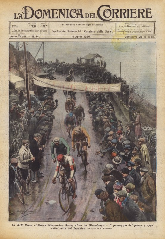 XIX. Milano-San Remo -pyöräilykilpailu, jonka voitti Girardengo tekijältä Achille Beltrame
