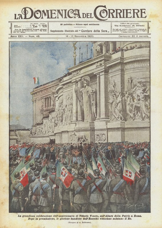 Suurenmoinen Vittorio Veneton vuosipäivän juhla Altare della Patriassa Roomassa tekijältä Achille Beltrame