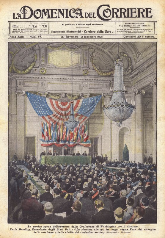 Historiallinen kohtaus Washingtonin aseistariisuntakonferenssin avauksesta tekijältä Achille Beltrame