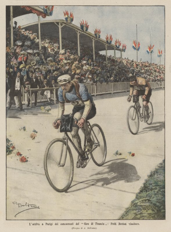 Tour of Francen kilpailijoiden, Petit Breton -voittajan saapuminen Pariisiin tekijältä Achille Beltrame