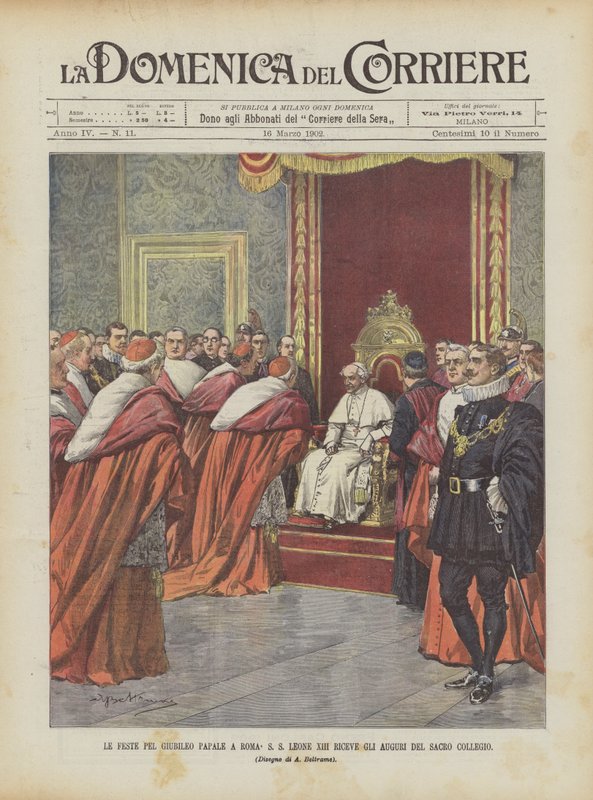 Juhlat Pel Papal Jubilee Roomassa SS Leone XIII vastaanottaa Pyhän Collegen terveiset tekijältä Achille Beltrame