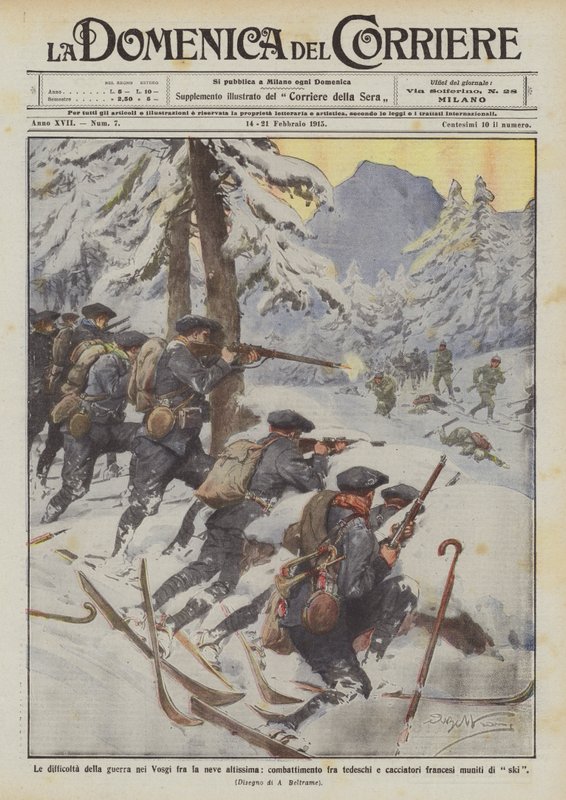 Vogeesien sodan vaikeudet erittäin korkeassa lumessa, taistelut saksalaisten välillä? tekijältä Achille Beltrame