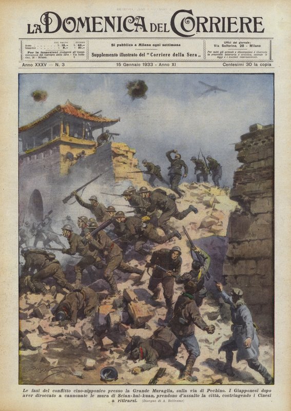 Kiinan ja Japanin konfliktin vaiheet muurilla, matkalla Pekingiin tekijältä Achille Beltrame