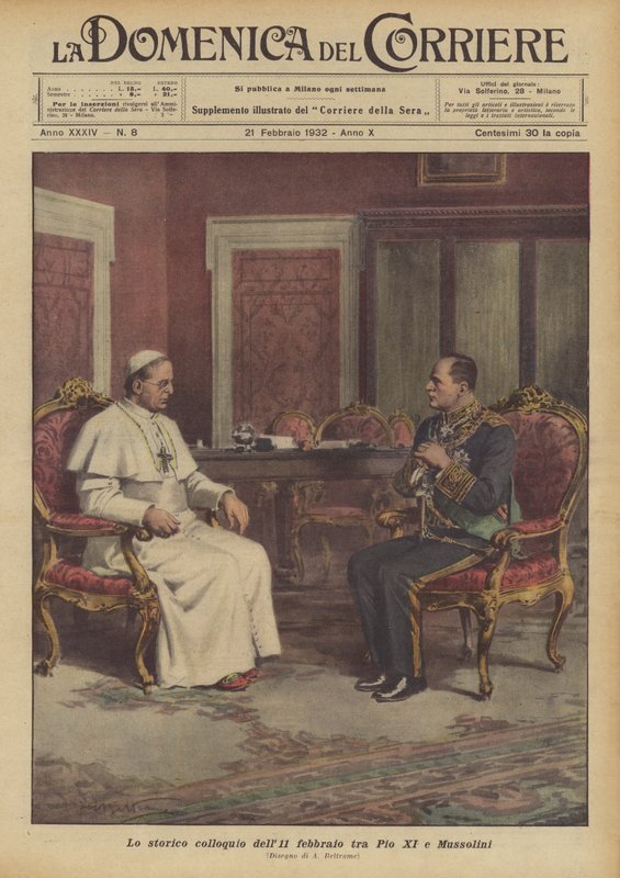 Pius XI:n ja Mussolinin historiallinen keskustelu 11. helmikuuta tekijältä Achille Beltrame