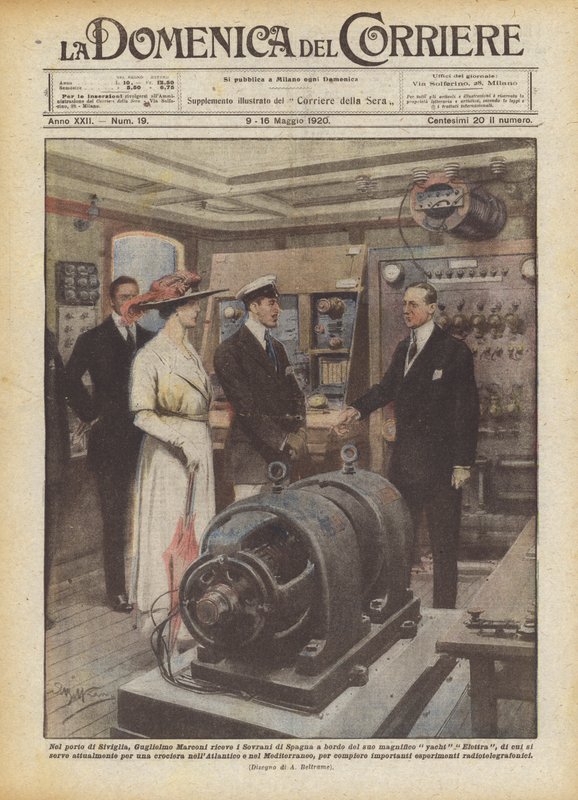 Sevillan satamassa Guglielmo Marconi ottaa Espanjan hallitsijat vastaan ​​upealla? tekijältä Achille Beltrame