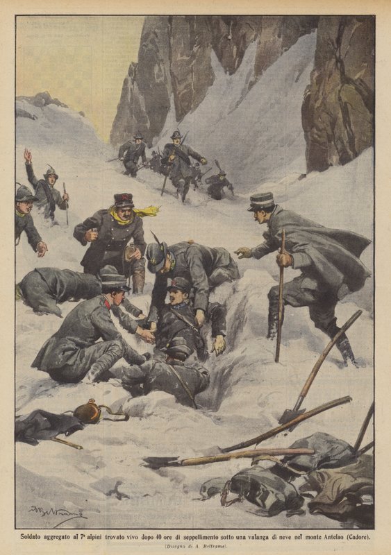 Löytyikö 7. Alpiniin kiinnitetty sotilas elossa 40 tunnin hautauksen jälkeen lumivyöryn alla? tekijältä Achille Beltrame
