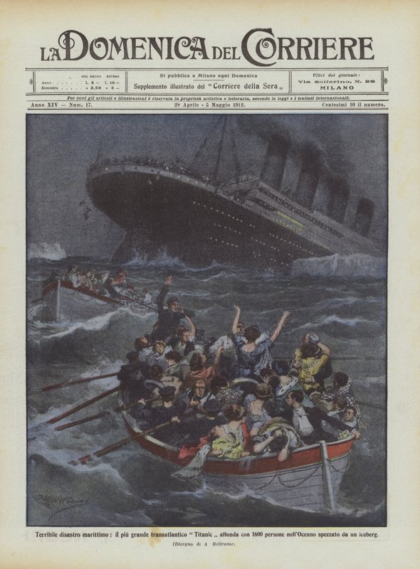 Kauhea merikatastrofi, suurin valtamerilaiva Titanic uppoaa 1600 ihmisen kanssa? tekijältä Achille Beltrame