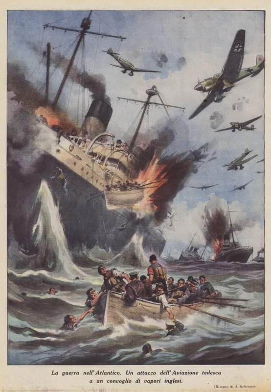 Sota Atlantilla (väri litho) tekijältä Achille Beltrame