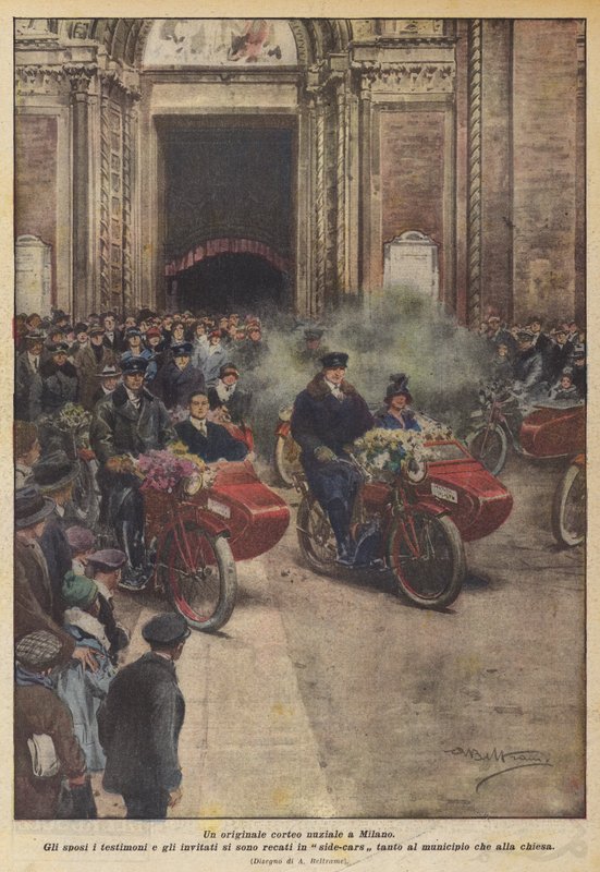 Alkuperäinen hääkulkue Milanossa (väri litho) tekijältä Achille Beltrame