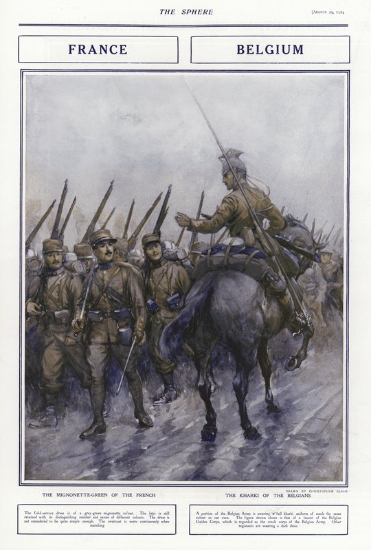 Ranskan ja Belgian sotilaspuvut, ensimmäinen maailmansota, 1914 tekijältä Addison Thomas Millar