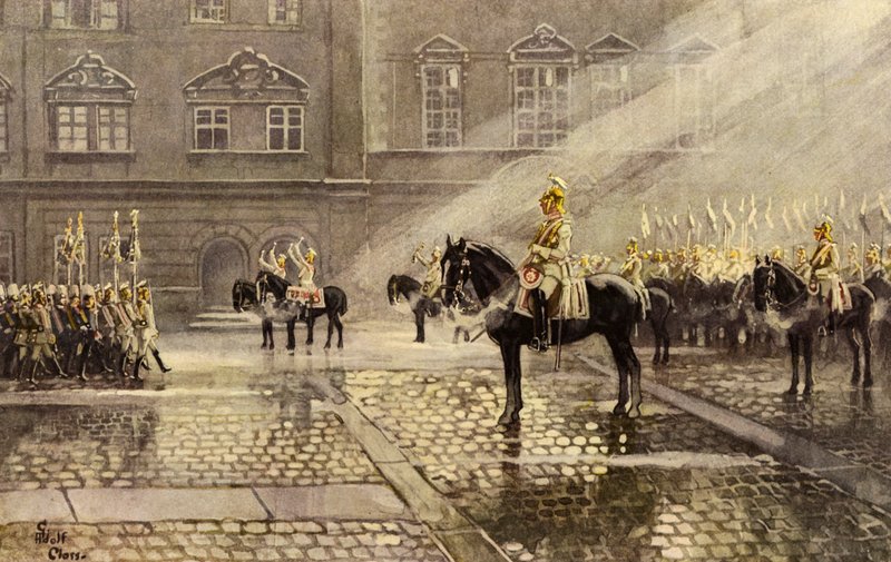 Gardes du Corpsin vakiolaakerilentue, Saksan keisarin henkivartija (väri litho) tekijältä Adolf Closs