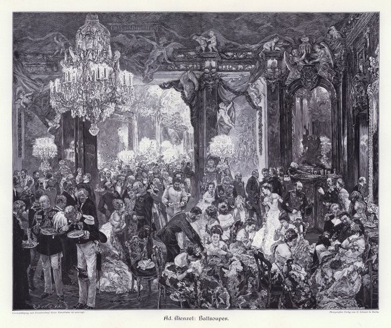 Ball Supper (kaiverrus) tekijältä Adolph Friedrich Erdmann von (after) Menzel