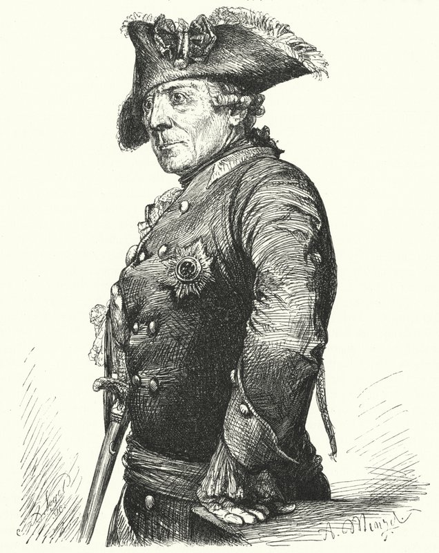 Frederick Suuri, Preussin kuningas (kaiverrus) tekijältä Adolph Friedrich Erdmann von (after) Menzel