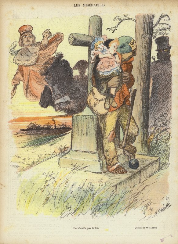 Les Miserables, kuvitus Le Rirelle tekijältä Adolphe Leon Willette