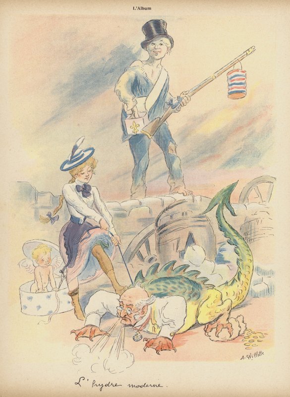Moderni Hydra (värinen lito) tekijältä Adolphe Leon Willette