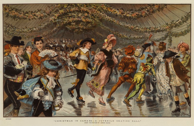 Joulu Kanadassa, nuorten luistelupallo (chromolitho) tekijältä Adrien Emmanuel Marie