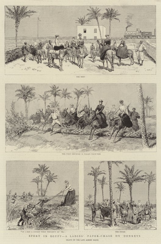 Urheilu Egyptissä, Naisten Paper-Chase on Donkeys tekijältä Adrien Emmanuel Marie