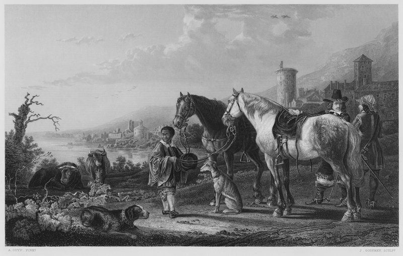 Neekerisivu, kuninkaallisen kokoelman kuvasta (kaiverrus) tekijältä Aelbert (after) Cuyp