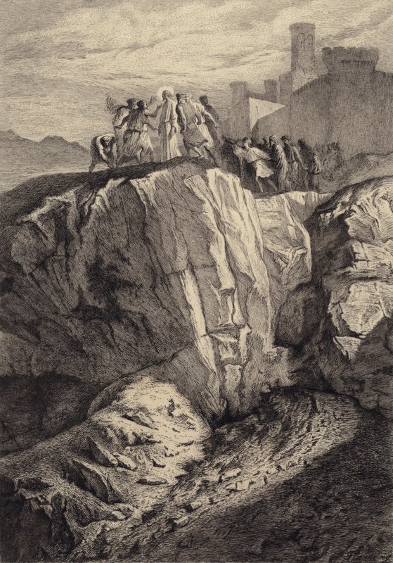 Jeesus työnsi ulos Nasaretista tekijältä after Albert Robida