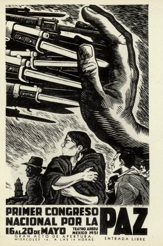 Ensimmäisen kansallisen rauhankongressin juliste, Meksiko, 16.-20. toukokuuta 1951. tekijältä after Albert Robida