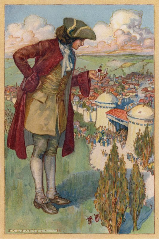 Pidin oppaita kädessäni, kunnes tulin kahdensadan jaardin päähän portista (chromolitho) tekijältä Albert Edward Jackson