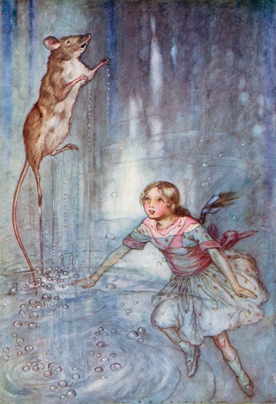 Kuvitus Liisa ihmemaassa (värinen lito) tekijältä Albert Edward Jackson