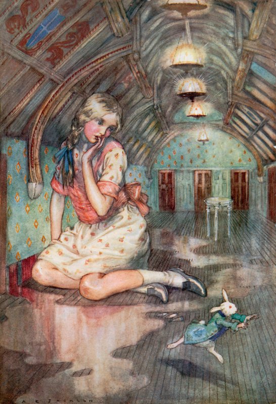 Kuvitus Liisa ihmemaassa (värinen lito) tekijältä Albert Edward Jackson