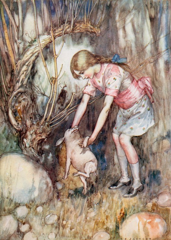 Kuvitus Liisa ihmemaassa (värinen lito) tekijältä Albert Edward Jackson