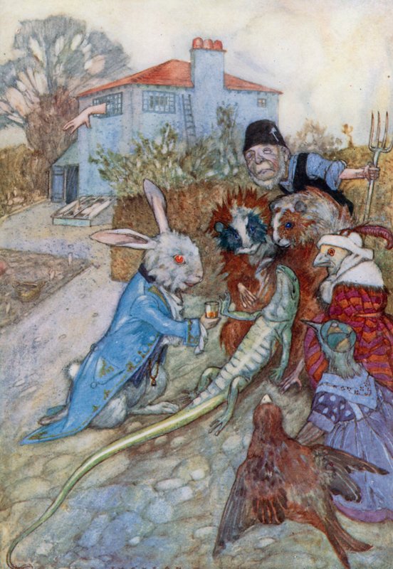 Kuvitus Liisa ihmemaassa (värinen lito) tekijältä Albert Edward Jackson