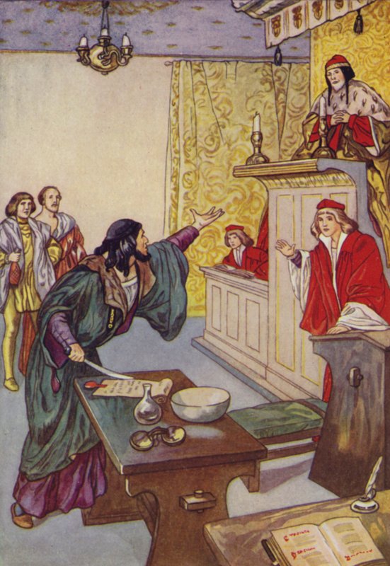 Shakespeare: Venetsian kauppias (värilitho) tekijältä Albert Edward Jackson