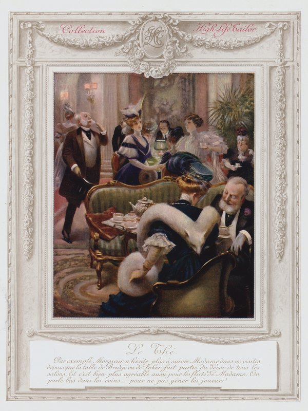 Belle Epoque Paris, Muodikas nainen juomassa teetä (väri litho) tekijältä Albert Guillaume
