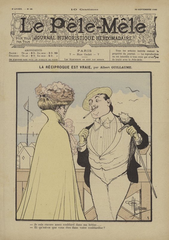Asia on päinvastoin. Le Pele-Mele -lehden kuvitus, 1900 tekijältä Albert Guillaume