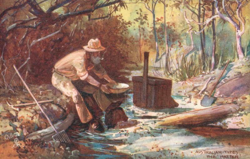 Australialaiset tyypit: "Hatter" (värilitro): "Hatter" (värilitro). tekijältä Albert Henry Fullwood