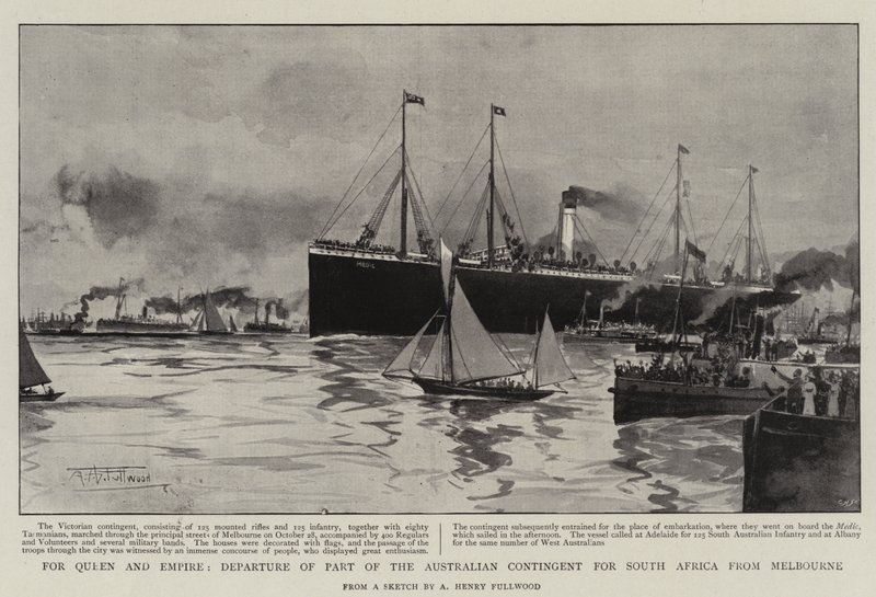 Queen and Empire: Australian joukon osan lähtö Etelä-Afrikkaan Melbournessa tekijältä Albert Henry Fullwood