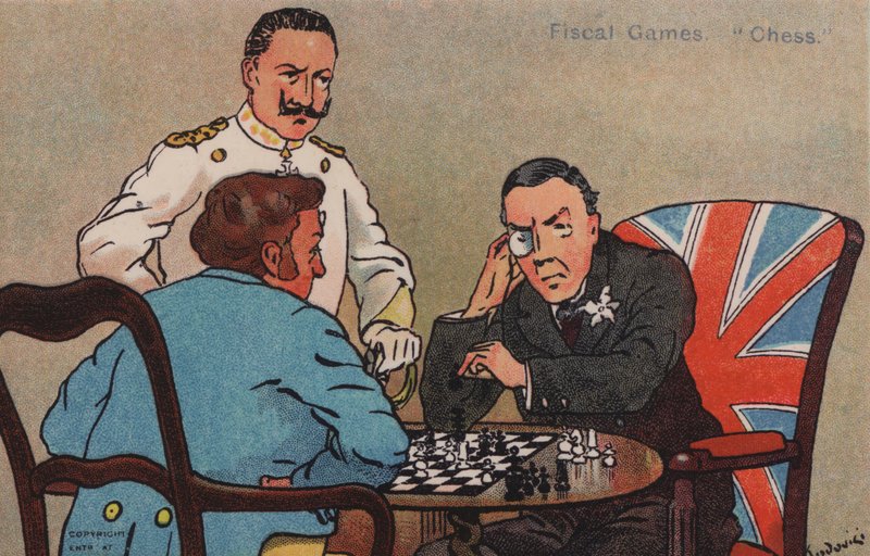Fiskaaliset pelit, Shakki (väri litho) tekijältä Albert Jnr. Ludovici