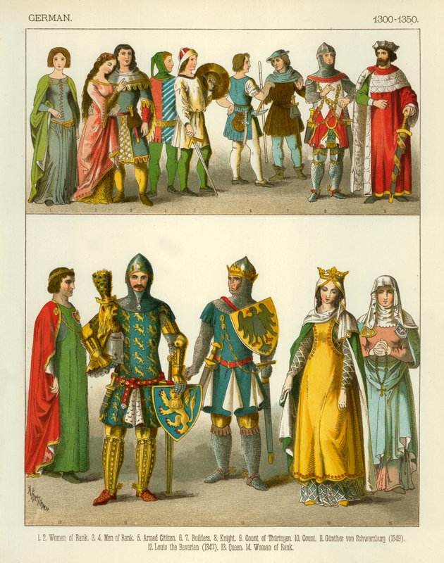 Saksalainen puku 1300-1350 tekijältä Albert Kretschmer
