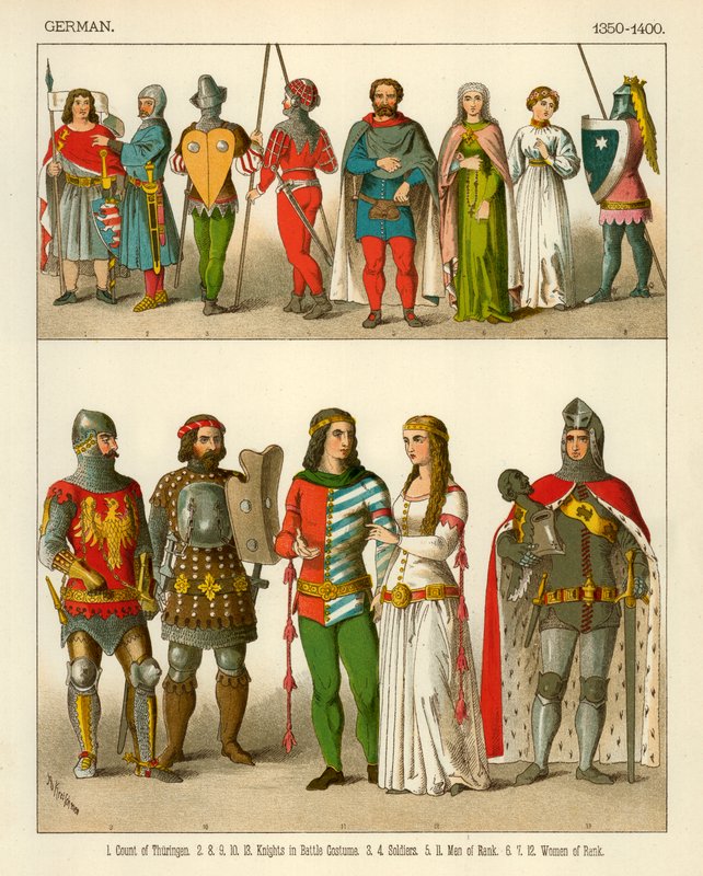 Saksalainen puku 1350-1400 tekijältä Albert Kretschmer