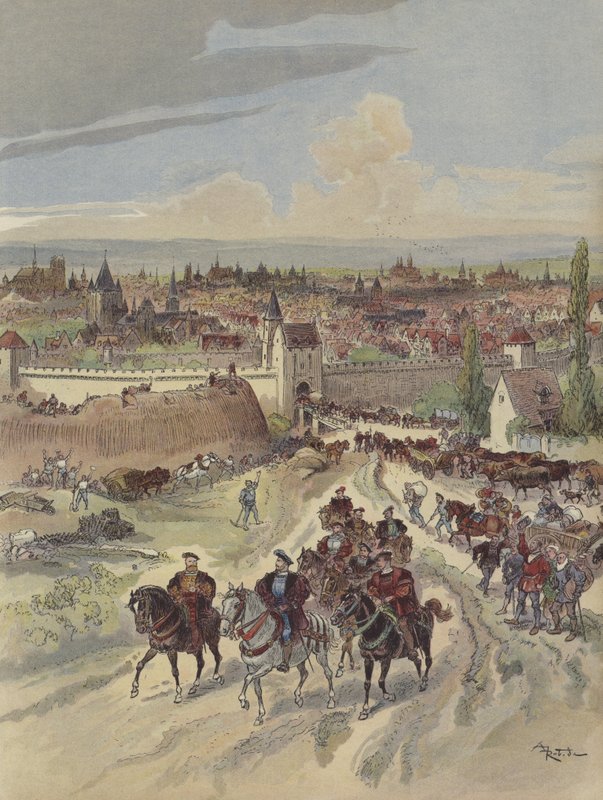 Francois I työskentelee Pariisin valleilla tekijältä Albert Robida