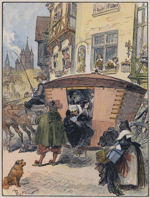 Kuvitus Le Capitaine Bellormeaulle, jonka on kuvittanut A Robida (väri litho) tekijältä Albert Robida