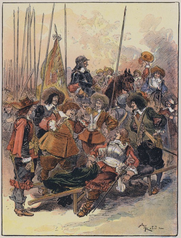 Kuvitus Le Capitaine Bellormeaulle, jonka on kuvittanut A Robida (väri litho) tekijältä Albert Robida