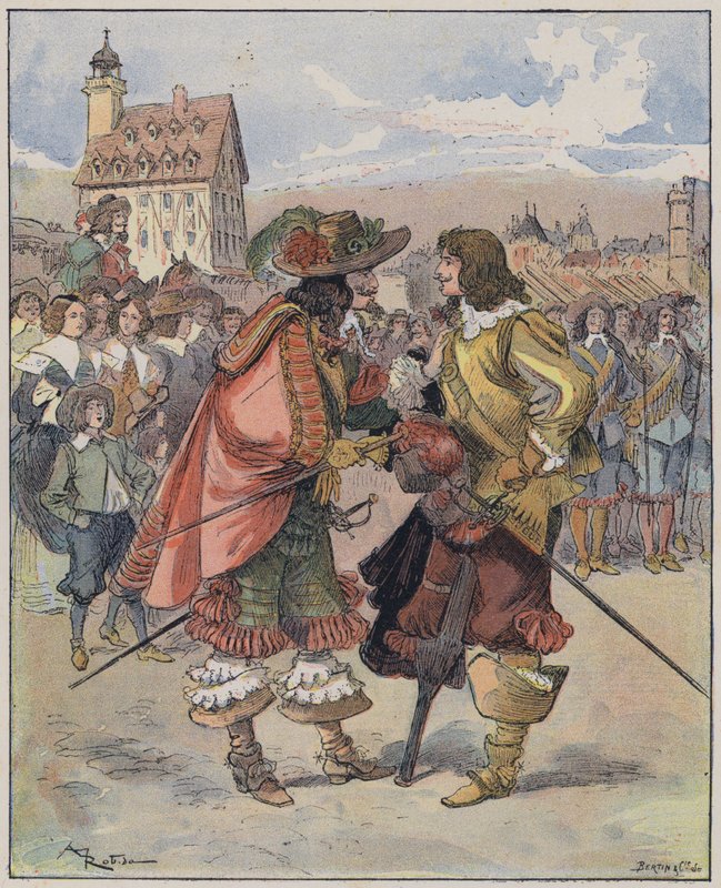 Kuvitus Le Capitaine Bellormeaulle, jonka on kuvittanut A Robida (väri litho) tekijältä Albert Robida