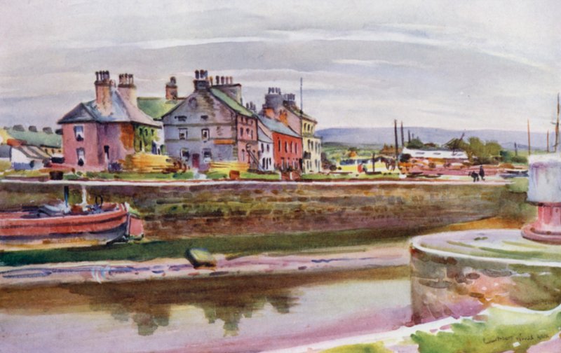 Glasson, on the Lune (väri litho) tekijältä Albert Woods
