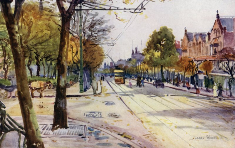 Lord Street, Southport (väri litho) tekijältä Albert Woods