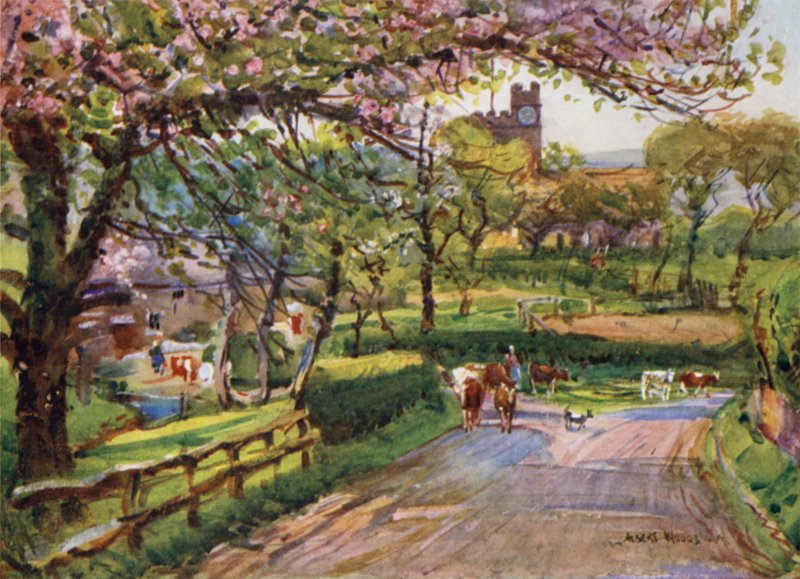 Samlesbury, Lower Ribblesdalessa (väri litho) tekijältä Albert Woods