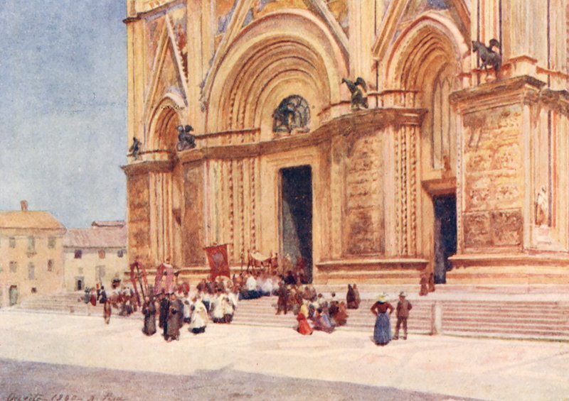 Duomo, Orvieto (värilitografia) tekijältä Alberto Pisa