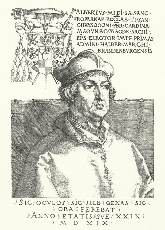 Brandenburgin kardinaali Albrecht, vaaliruhtinas ja Mainzin arkkipiispa tekijältä Albrecht Dürer